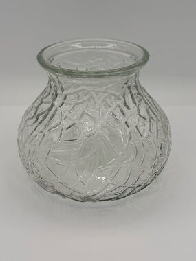 Vintage Clear Textured Glass Abstract Pattern- Vase